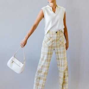 Pologram plaid cotton trousers, high waste, with stretch, size small